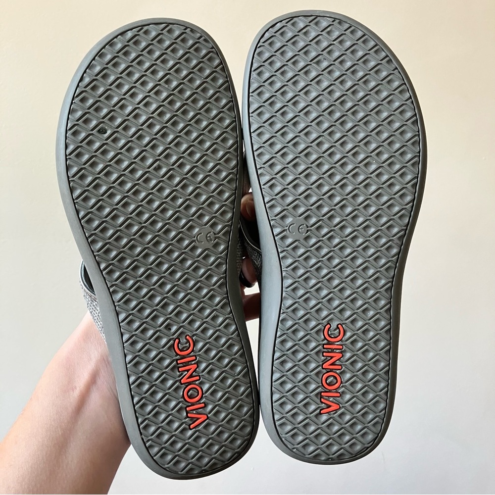 Vionic | Tide 2.0 Pewter Metallic Sequin Toe Post Flip Flop Sandal - Picture 5 of 7